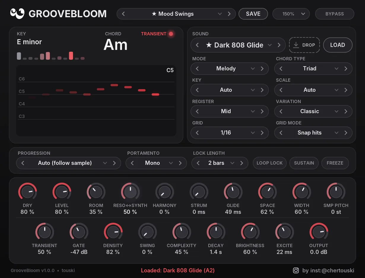 User sample Dark 808 Glide loaded